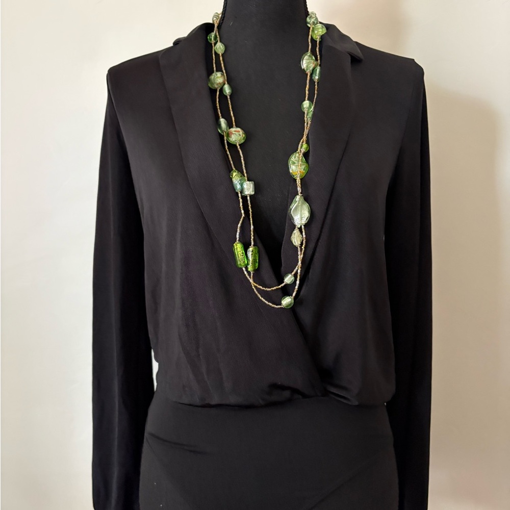 Sleek Elegant Black Bodysuit Top (New No Tags)